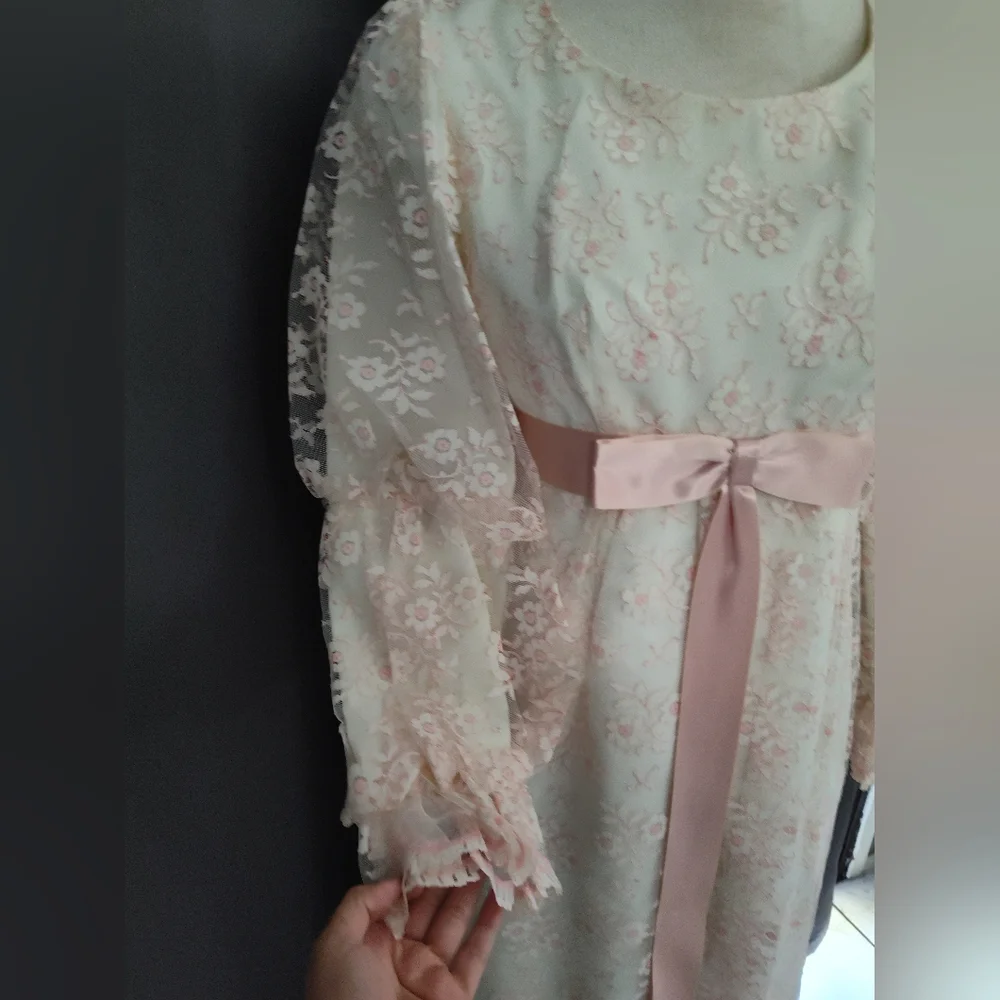 vintage 60s/70s lace dress boho x small - Picture 3 of 8
